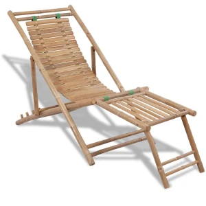 Bamboo Deck Chair with Footrest
