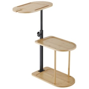 Bamboo Side Table Bath Tub Tray Shower Caddy Phone Wineglass Holder