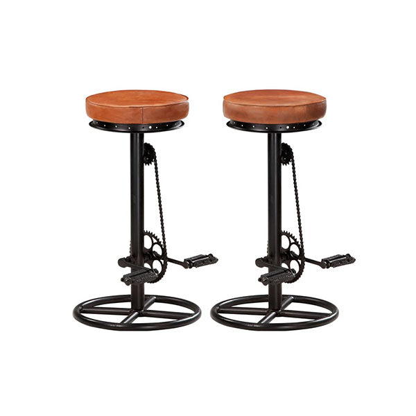 Bar Stools 2 Pcs Black And Brown Real Goat Leather