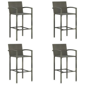 Bar Stools 4 Pcs Grey Poly Rattan