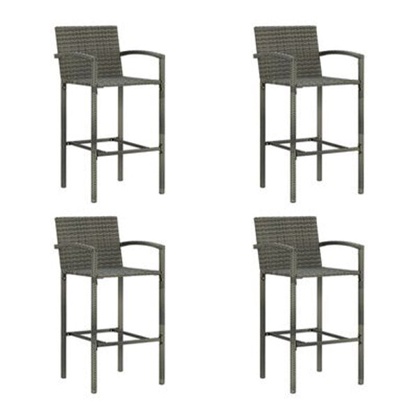 Bar Stools 4 Pcs Grey Poly Rattan