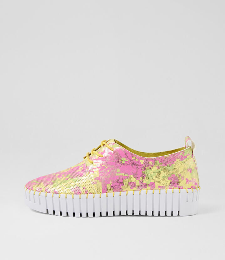 Batu Lime Pink Multi Leather Sneakers