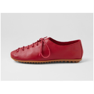 Beaman Dark Red Leather Lace Up Flats