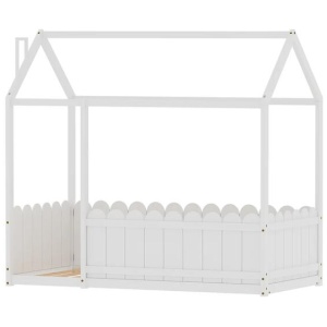 Bed Frame Wooden Kids House Single Frame White KORI