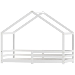 Bed Frame Wooden Kids Single House Frame White AMOS