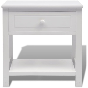Bedside Cabinet Wood - White