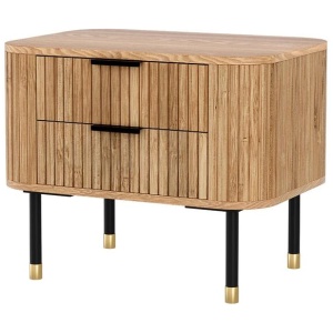 Bedside Table 2 Drawers Paulownia Wood Pine