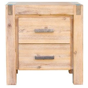 Bedside Table 2 drawers Night Stand Solid Wood Acacia Oak Colour