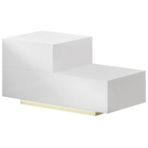 Bedside Tables 2 Drawers Rgb Led High Gloss Nightstand White