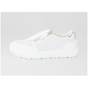 Belindia White Silver Leather Sneakers