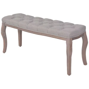 Bench Linen Solid Wood 110 X 38 X 48 Cm Light Grey