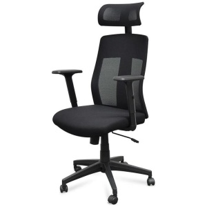 Benson Mesh Fabric Office Chair With Head Rest - Black by Interior Secrets - AfterPay Available