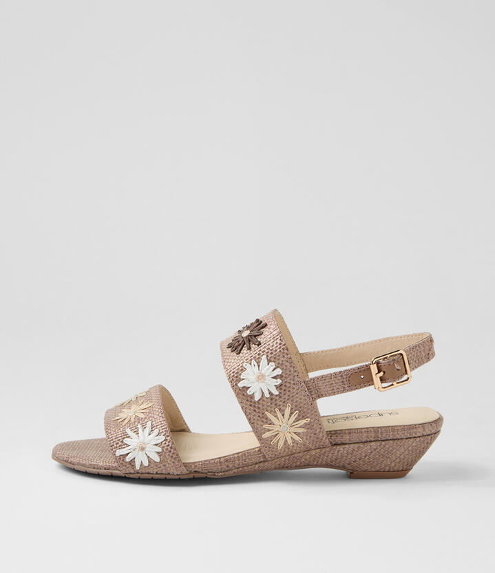 Betthi Taupe Multi Synthetic Raffia Sandals