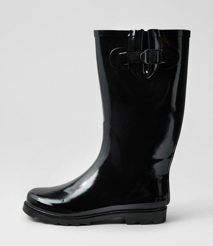 Bianni Black Gumboot Knee High Boots
