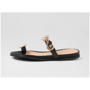 Bijou Black Gold Leather Sandals