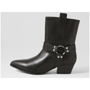 Biker Boot Black Leather Ankle Boots