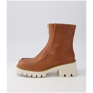 Bilbay Cognac Leather Ankle Boots