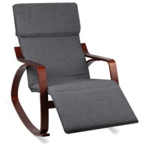 Birch Plywood Adjustable Rocking Lounge Arm Chair w/ Fabric Cushion