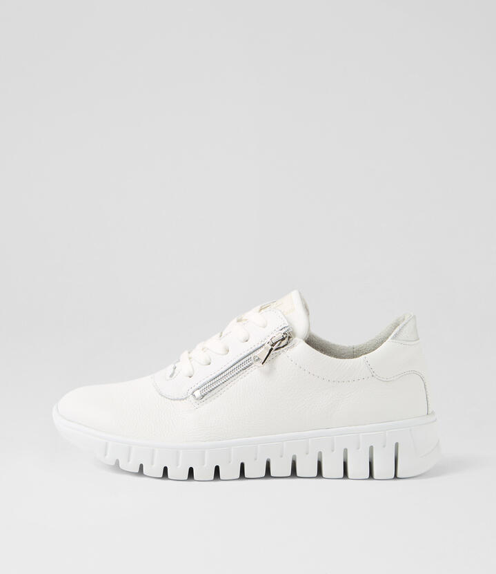 Birdy Weiss Silber Leather Sneakers