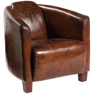 Bistro Leather Armchair, Vintage Cigar
