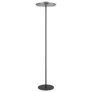 Black Amity LED Floor Lamp Glass Smokey Lights Adjustable Lighting Telbix