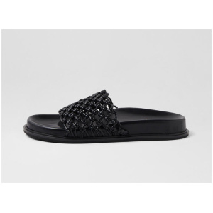 Bondi Black Leather Slides