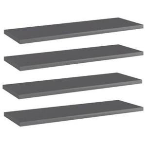 Bookshelf Boards 4 Pcs High Gloss Grey 60X20 Cm Chipboard