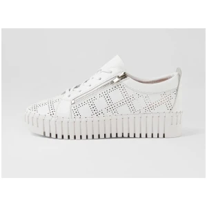Bowiez White Leather Lace Up Flats