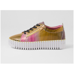 Braelyn Yellow Pink White Stripe Leather Sneakers