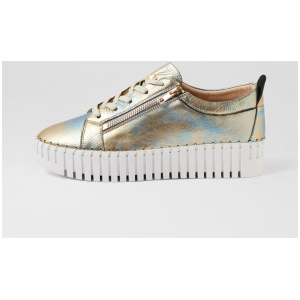 Bump Gold Blue Metal Leather Sneakers