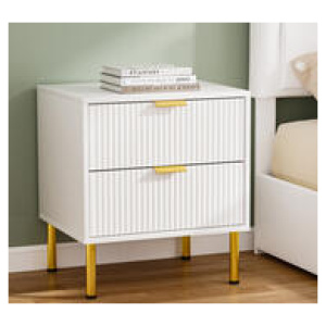 Busan Bedside Table White 2 Drawer