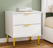 Busan Bedside Table White 2 Drawer