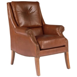 Button Leather Armchair, Vintage Whiskey