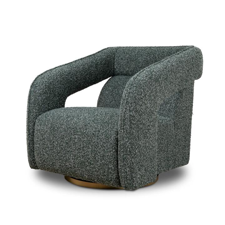 Cadence Swivel Armchair - Green Boucle by Interior Secrets - AfterPay Available