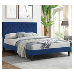 Caet Queen Navy Bed Frame Blue