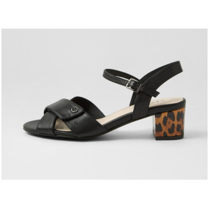 Carili Black Leopard Leather Sandals