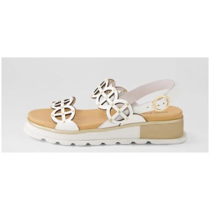 Carola White Leather Sandals