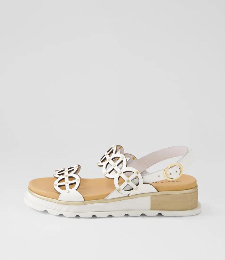Carola White Leather Sandals
