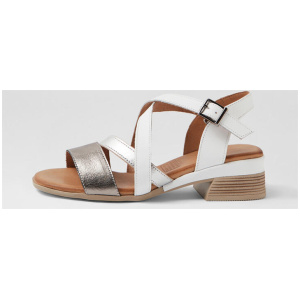 Catiee Pewter White Leather Sandals