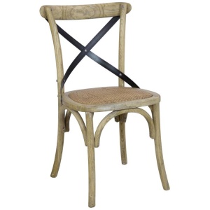 Charlotte Cross Back Steel Antique Grey Brushed Dining Chair