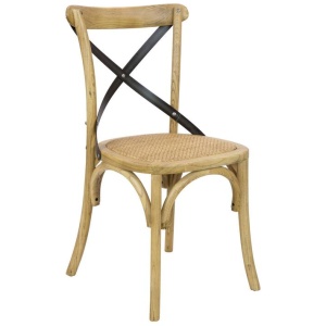 Charlotte Cross Back Steel Antique Tan Brushed Dining Chair