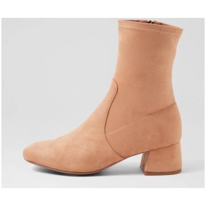 Checkie Cappuccino Stretch Microsuede Ankle Boots