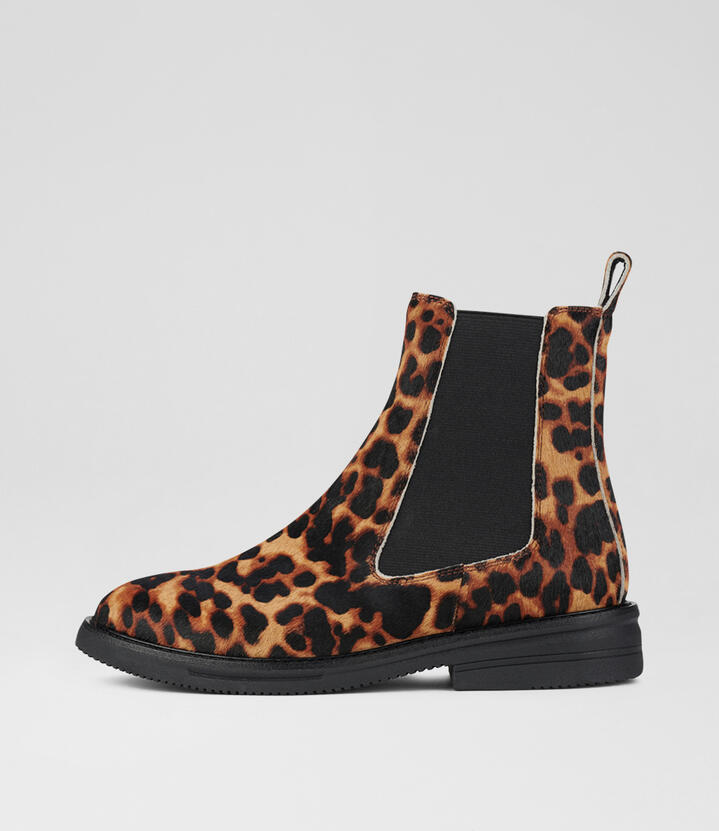 Chelsea Rise Boot Dark Camel Leopard Pony Chelsea Boots