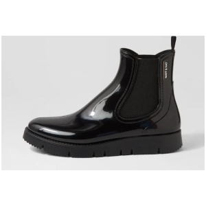 Chelz Black Pvc Chelsea Boots