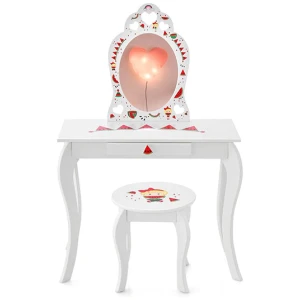 Children Dressing Table With Removable Mirror And Storage Drawer