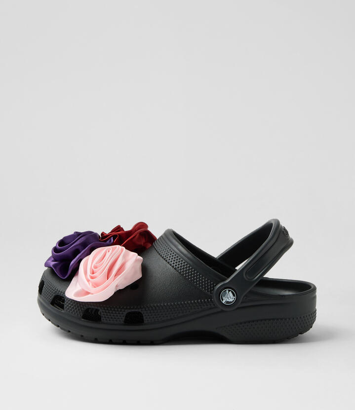 Classic Rosette Clog Black Croslite Flat Shoes