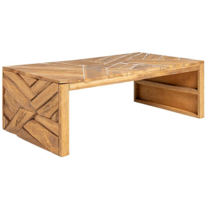 Coffee Table Erosion Solid Teak Wood 110X35X38 Cm