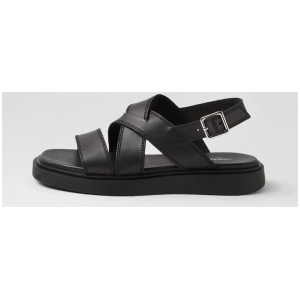 Connie Black Leather Sandals