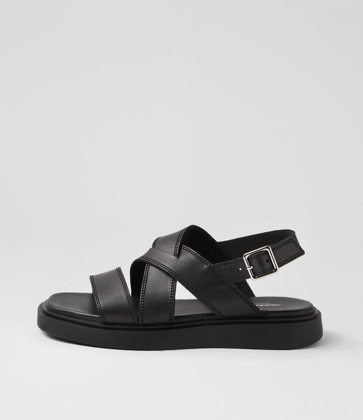 Connie Black Leather Sandals