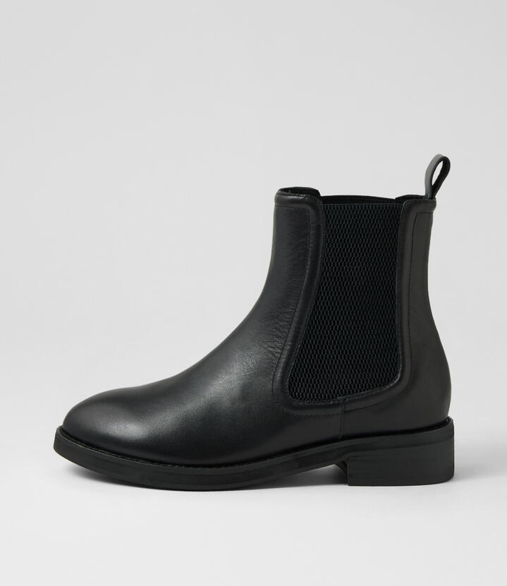 Cora Black Leather Chelsea Boots